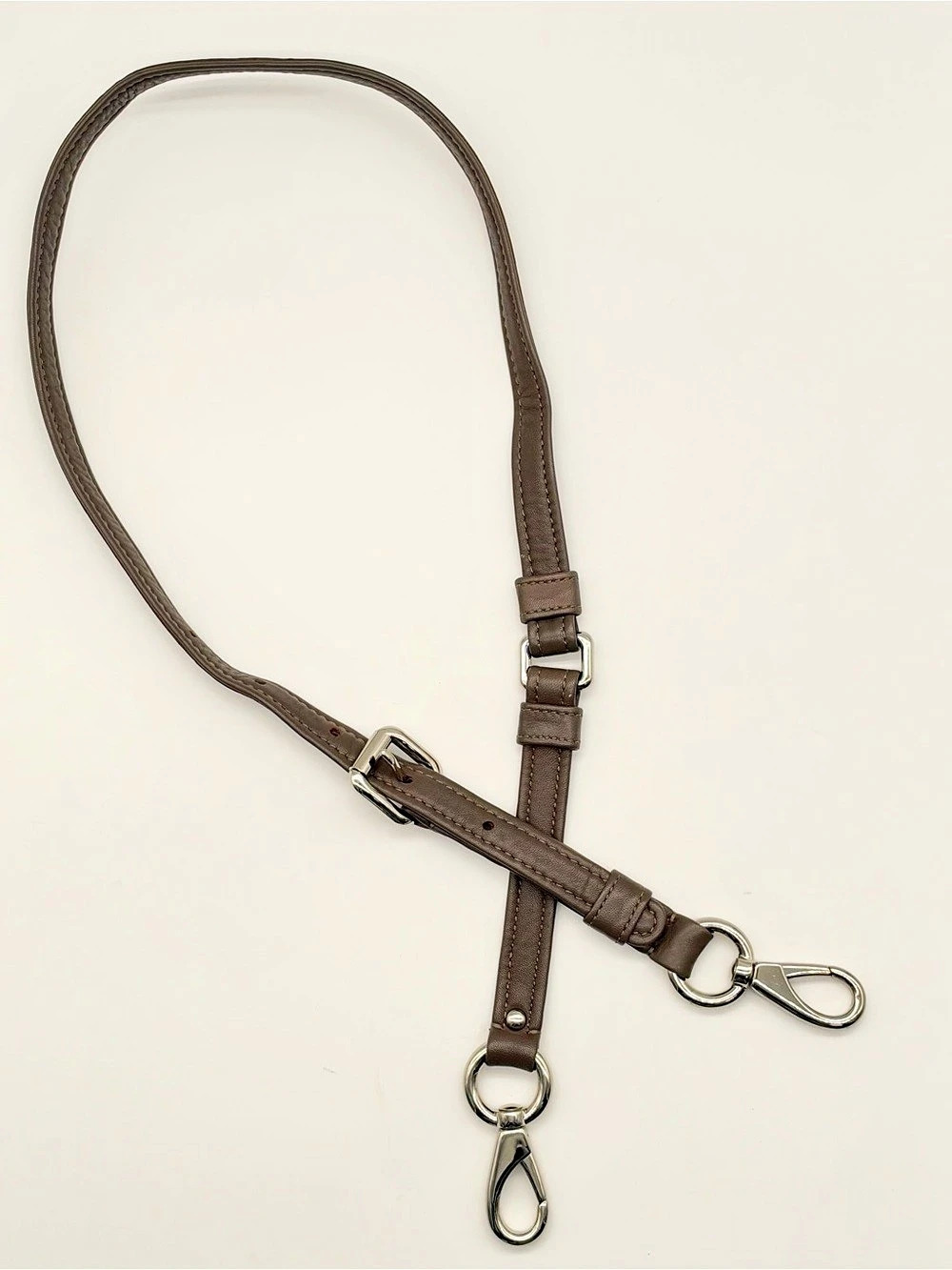 Coach Taupe Gray Leather Adjustable Crossbody Replacement Bag Strap Silver